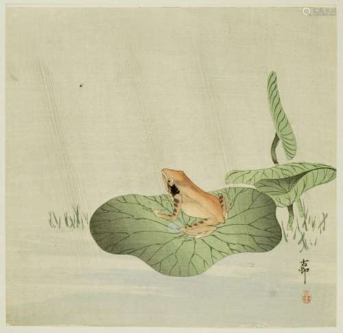 Ohara Kōson (1877-1945)
Shikishiban surimono, Grenouill