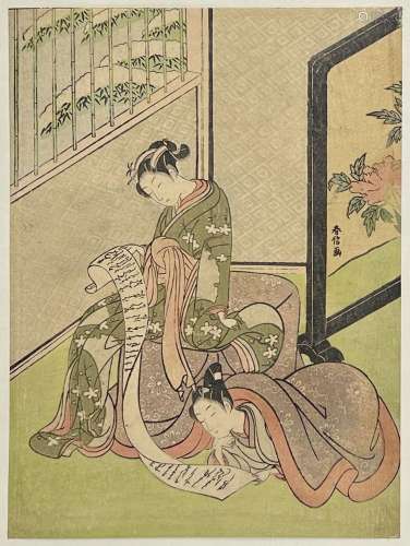 Suzuki Harunobu (1725-1770)
Deux chuban tate-e :
- de l