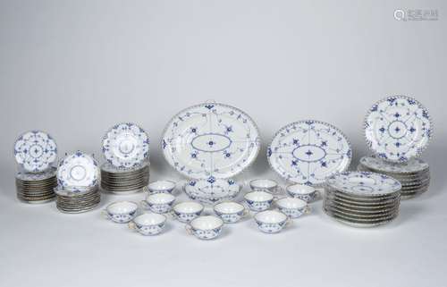 VINTAGE ROYAL COPENHAGEN 63-PIECE PORCELAIN SERVICE SET