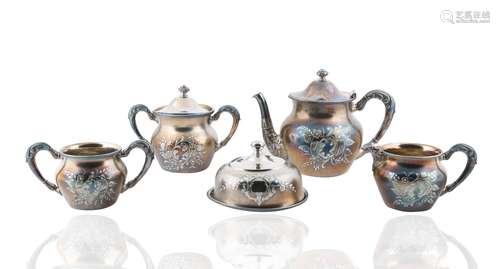 FORBES SILVER COMPANY QUADRUPLE PLATE SILVER TEA SET, LATE 1...