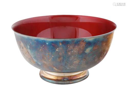 REED & BARTON ENAMELED AND SILVER PALTED LARGE BOWL