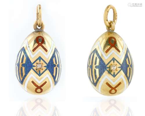 FABERGE-STYLE GOLD AND ENAMEL PENDANT EASTER EGG