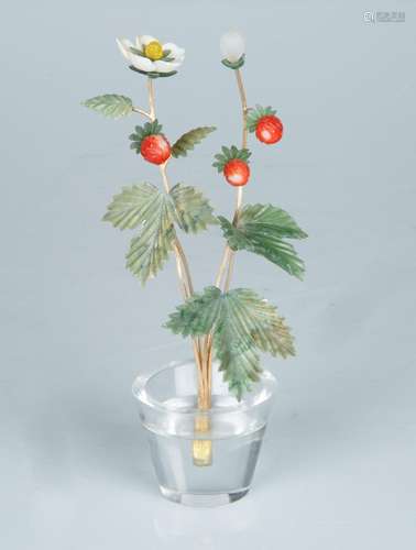 FABERGE-STYLE HARDSTONE WILD STRAWBERRY STUDY