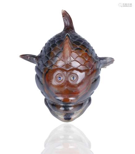 FABERGE-STYLE HARDSTONE FISH MODEL, 20TH CENTURY