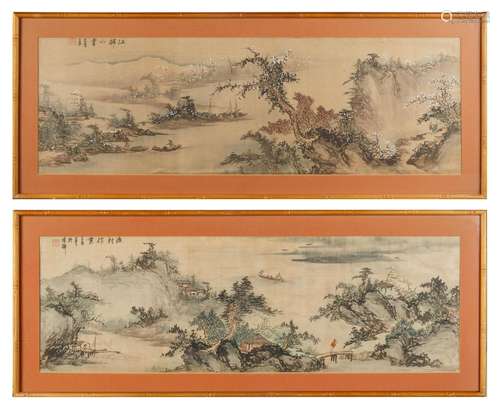 PAIR OF CHINESE SCHOOL PAINTINGS ON SILK, 20TH CENTURY