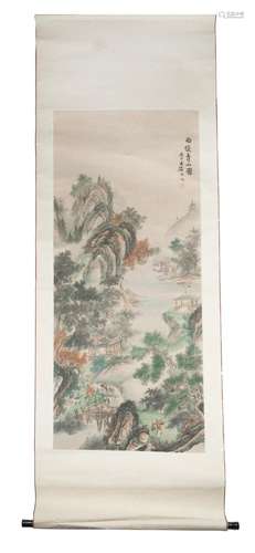 CHINESE SCHOOL LANDSCAPE HANGING SCROLL