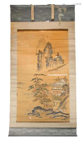 CHINESE SCHOOL LANDSCAPE HANGING SCROLL