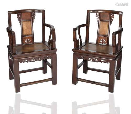 PAIR OF CHINESE SOFTWOOD ARMCHAIRS