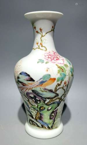 Pastel Flower Bird Willow Moon Vase