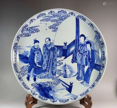 Blue and White Tang Minghuang Traveling to the Moon Palace C...