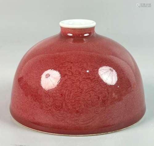 Taibai Zun with Cowpea Red Glaze and Dark Engraved Dragon Pa...