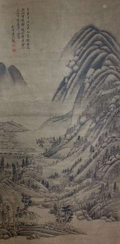 Wang YuanqiVertical scroll of landscape drawings