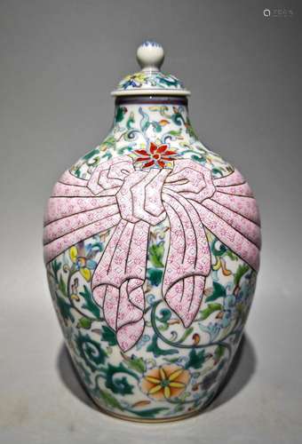 Doucai tangled branch lotus burden jar