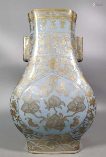 Azure-painted gold pierced ear bottle