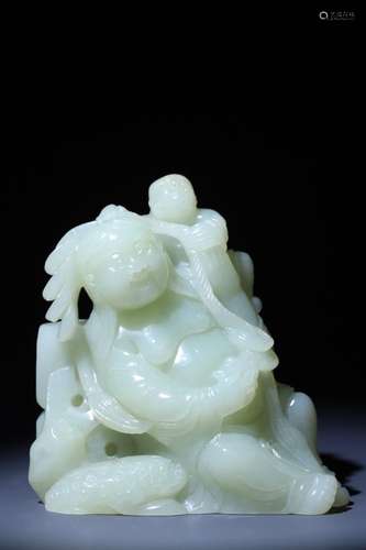 Hetian jade bangs play golden toad ornament