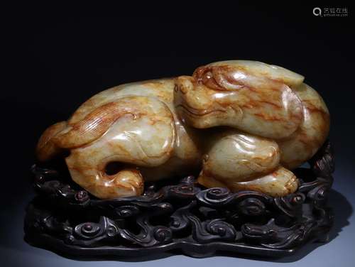 Hetian jade seed material auspicious animal ornaments