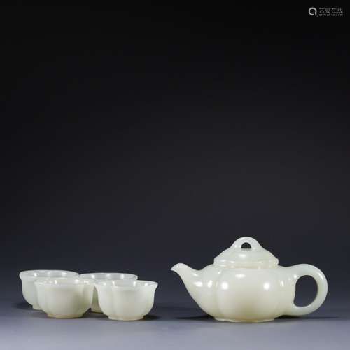 Hetian jade teapot set