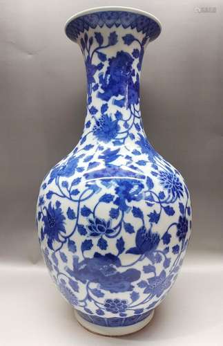 blue and white flower vase