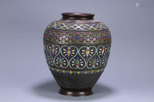 Cloisonne Pattern Copper Vase