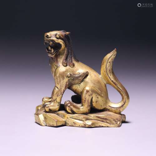 Gilt bronze auspicious animal paperweight