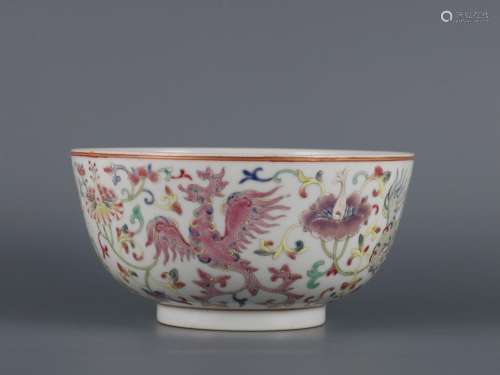 Pastel Red Dragon Wearing Flower Bowl