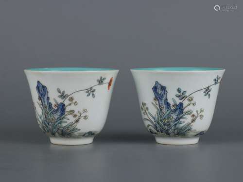 A pair of blue-and-white and colored narcissus-inscribed poe...