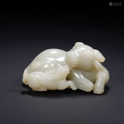 Hetian Jade Cow Raw Kirin Ornament