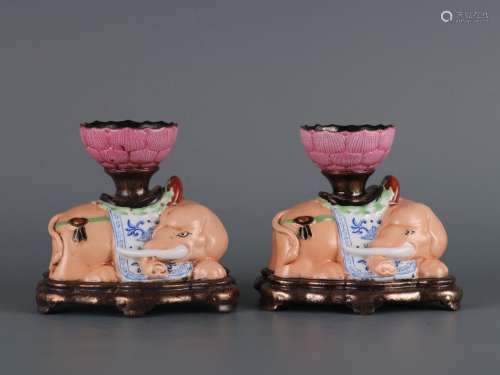 A Pair of Bronze Glazed and Colored Taiping Oil Lamps