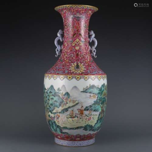 Pastel Qun Man Jin Bao Amphora Large Vase