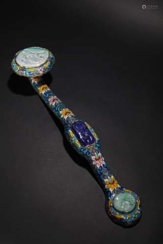 Cloisonne inlaid with emeralds, gold and jade, full of wishe...