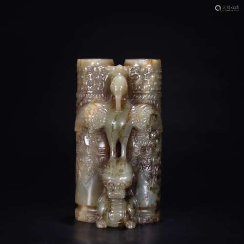 Hetian jade grand exhibition double cylinder