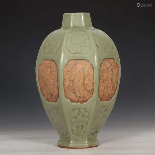 Longquan Kiln Celadon Eight Immortals Plum Vase