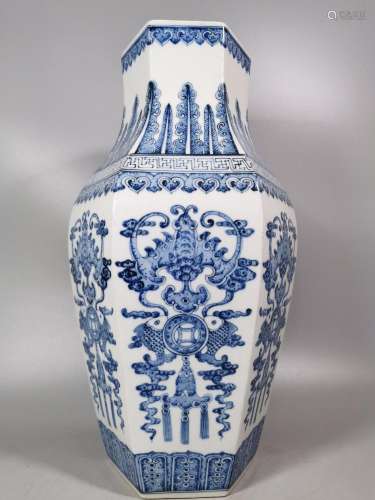 blue and white square bottle