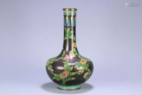 Copper cloisonné enamel flower-patterned flask