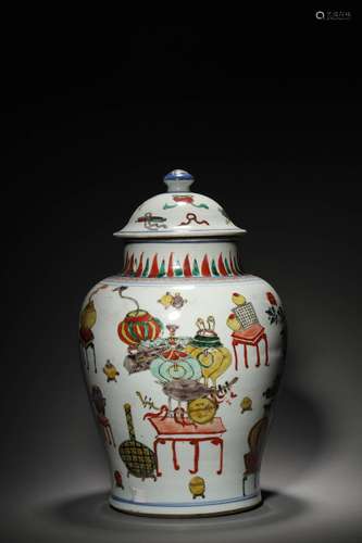 A QING KANGXI PERIOD WUCAI JAR