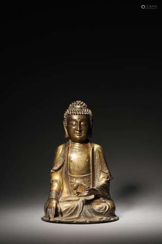 A QING GILT BRONZE BUDDA FIGURE