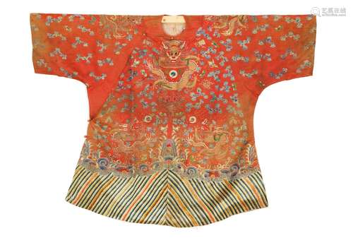 A QING DYNASTY BLUE DRAGON ROBE