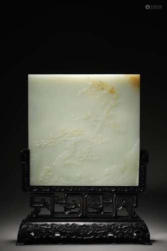 A QING WHITE JADE TABLE SCREEN