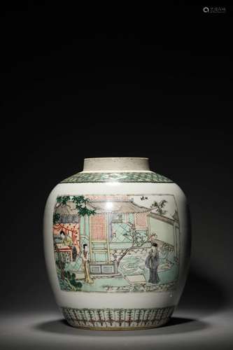 A QING KANGXI PERIOD FIGURAL JAR