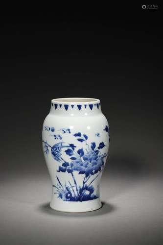 A MING BLUE AND WHITE JAR