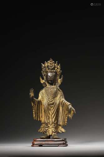 A QING GILT BRONZE BUDDA FIGURE