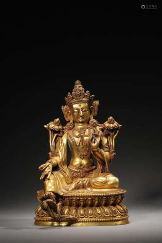 A QING GILT BRONZE BUDDA FIGURE