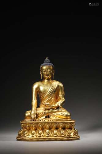 A QING GILT BRONZE BUDDA FIGURE