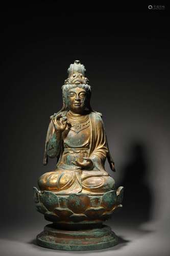 A QING GILT BRONZE BUDDA FIGURE