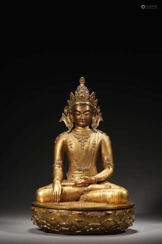 A QING GILT BRONZE BUDDA FIGURE