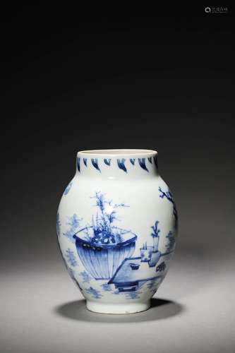 A QING BLUE AND WHITE JAR