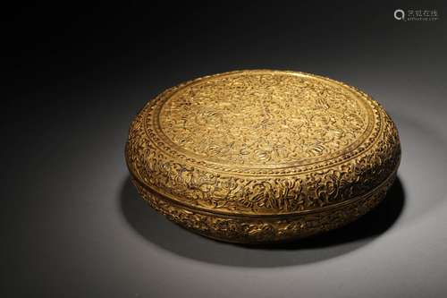 A QING BOX GILT BRONZE BOX