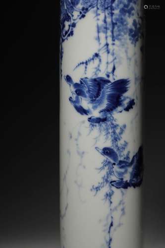 A the Republic of China era BLUE AND WHITE BRUSH POT