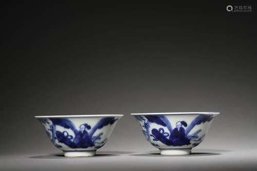 A PAIR OF QING FIGURAL CUPS