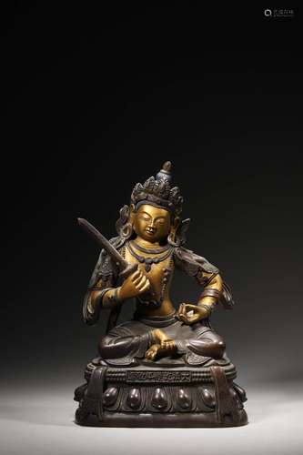 A QING BUDDA BRONZE FIGURE